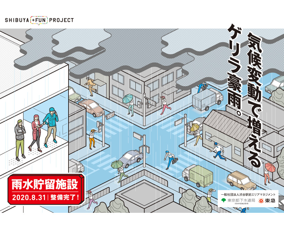 渋谷駅東口雨水貯留施設PRポスターの展開